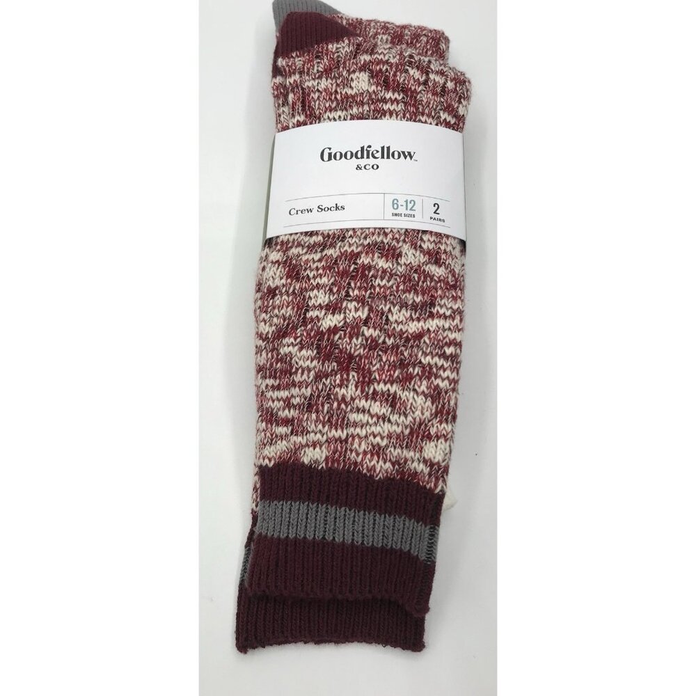Goodfellow & Co 6-12 Shoe Size‎ Cozy Crew Socks 2 Pairs Burgundy Hiking